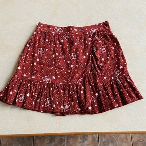 Aerie Ruffle Mini Skirt Bandana Western concert sz Small